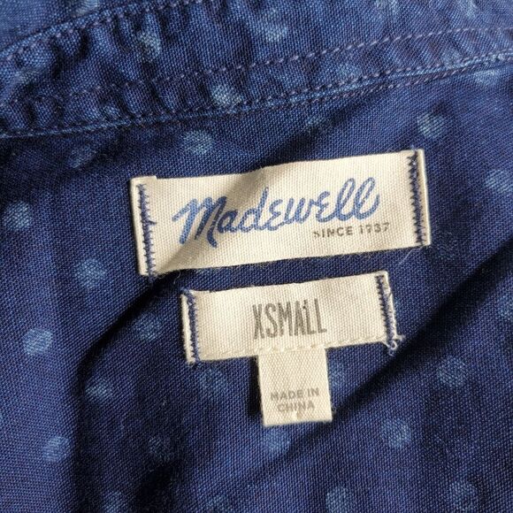 MADEWELL dotted blue chambray denim button up boyshirt XS 09237 - Picture 6 of 10